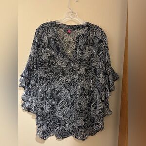 Vince Camuto Black and White Paisley Blouse
